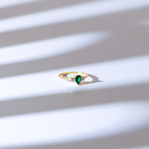 Teardrop Emerald Ring | Gold Vermeil