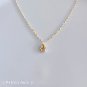 Tiny Hamsa Necklace | Gold Vermeil