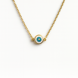 Delilah Evil Eye Necklace | White | Gold Vermeil