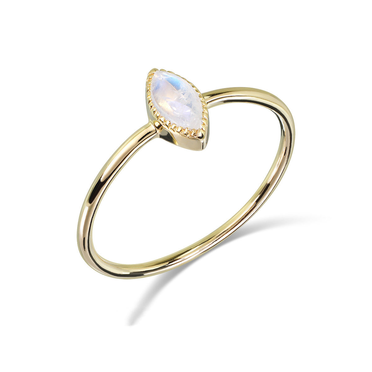 Dainty Moon Stone Ring | Gold Vermeil and Rainbow Moonstone