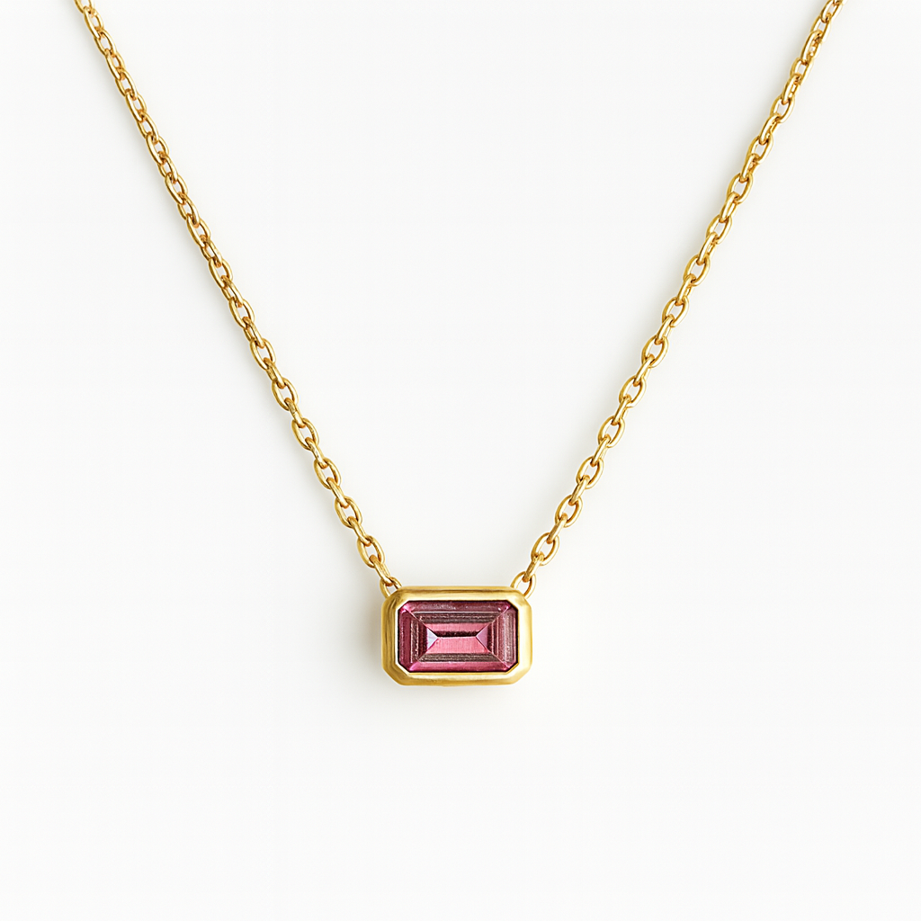 Mirabel Necklace Pink | Octagonal | Gold Vermeil