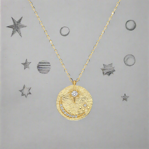 Moon and Star Coin Necklace | Sterling Silver