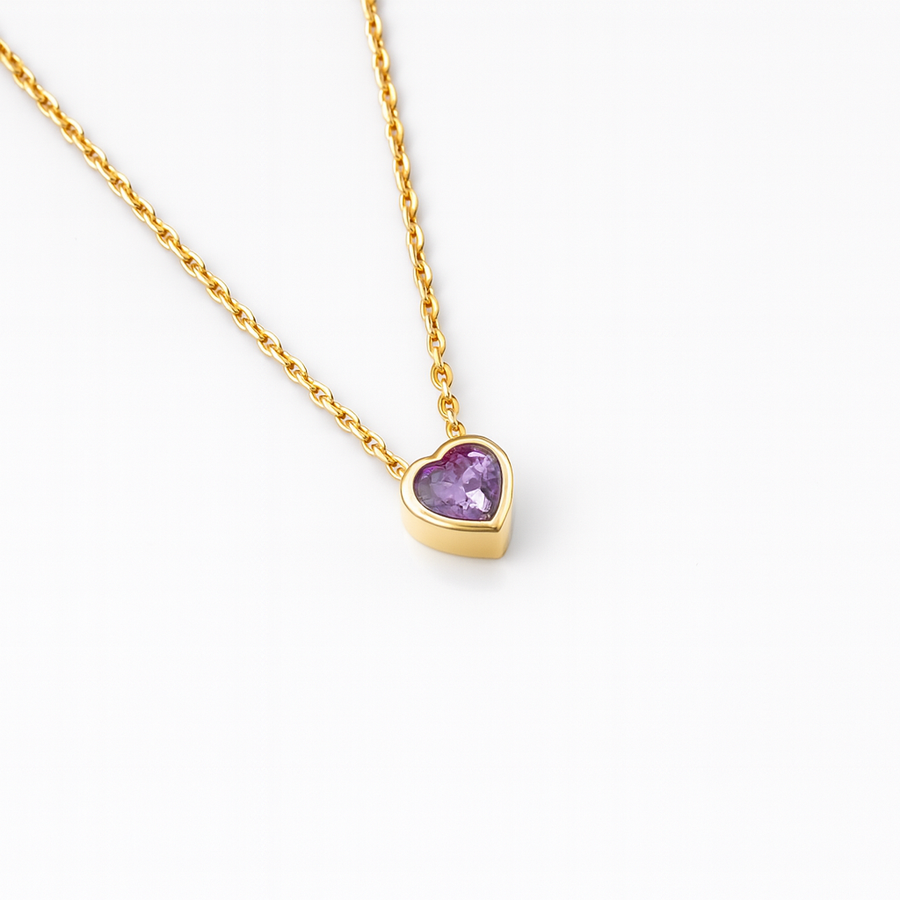 Marigold Lavender Heart Necklace | Gold Vermeil