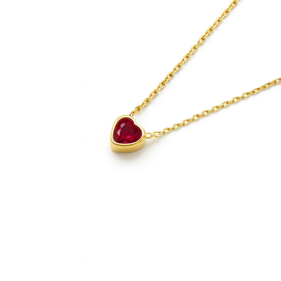 Marigold Fuchsia Heart Necklace | Gold Vermeil
