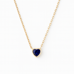 Marigold Blue Sapphire Heart Necklace | Gold Vermeil