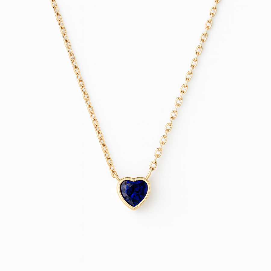 Marigold Blue Sapphire Heart Necklace | Gold Vermeil