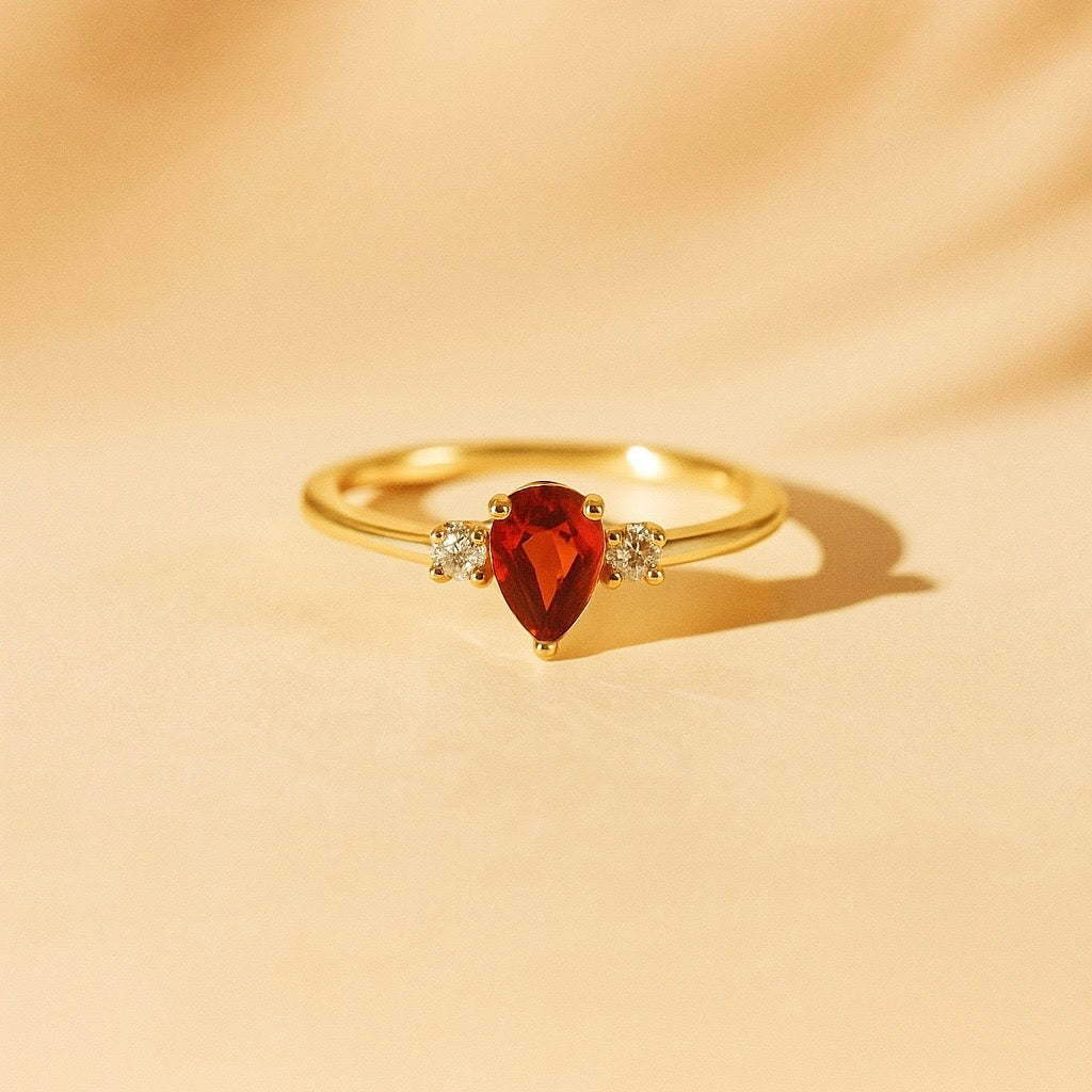 Teardrop Garnet Ring