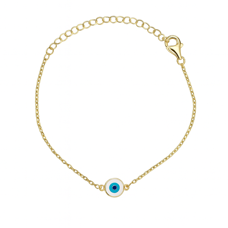 Delilah Evil Eye Enamel Bracelet White