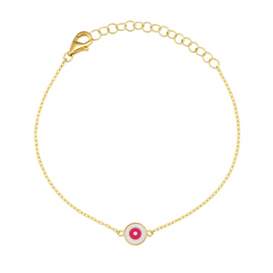 Delilah Evil Eye Enamel Bracelet Pink