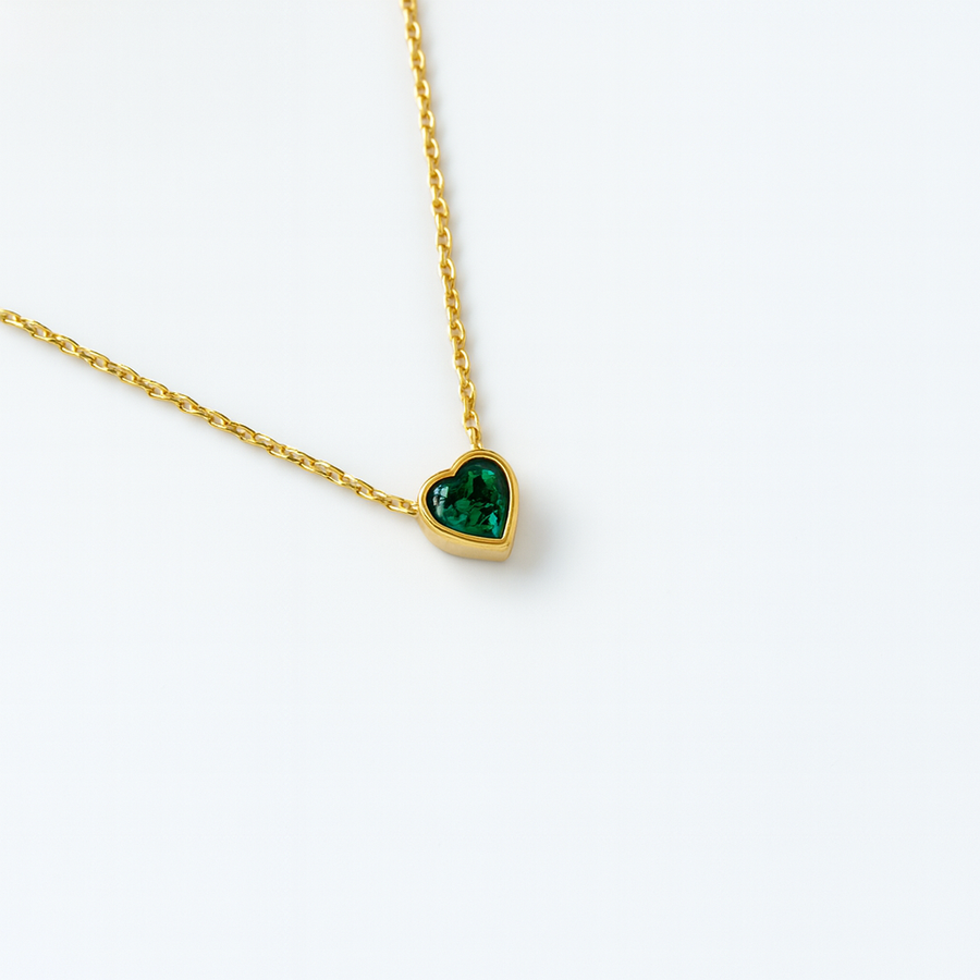 Marigold Emerald Heart Necklace | Gold Vermeil