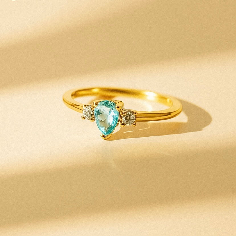 Teardrop Blue Topaz Ring