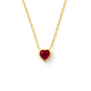Marigold Fuchsia Heart Necklace | Gold Vermeil