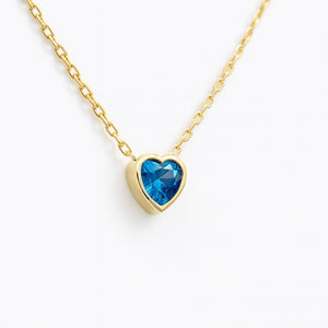 Marigold Blue Topaz Heart Necklace | Gold Vermeil