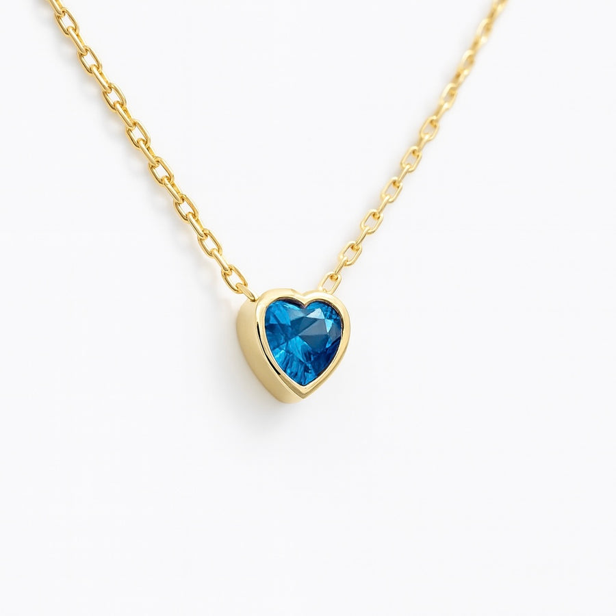 Marigold Blue Topaz Heart Necklace | Gold Vermeil