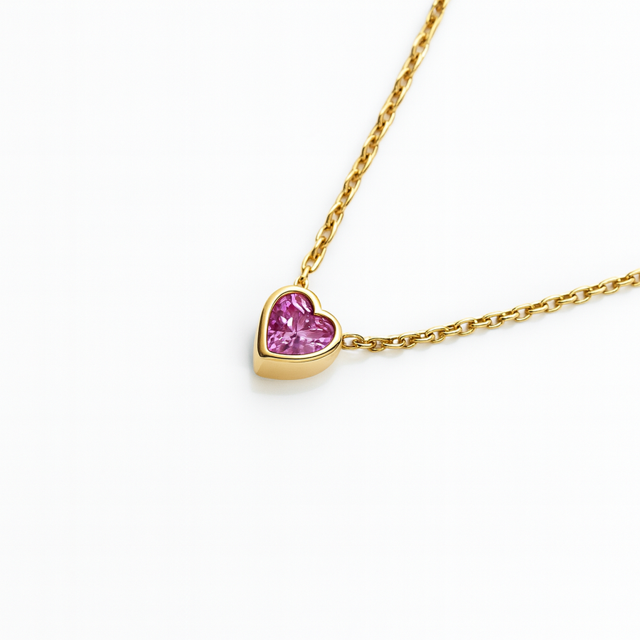 Marigold Blush Pink Heart Necklace | Gold Vermeil
