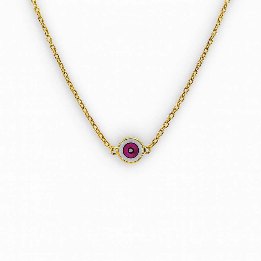 Delilah Evil Eye Necklace | Pink | Gold Vermeil