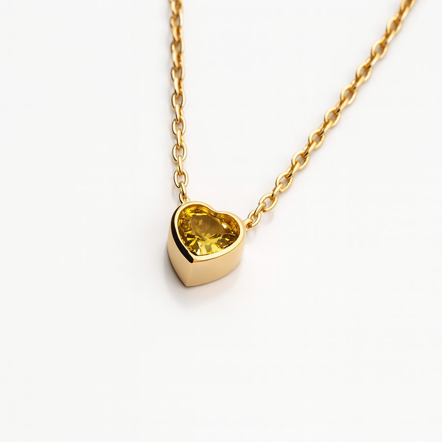 Marigold Citrine Heart Necklace | Gold Vermeil