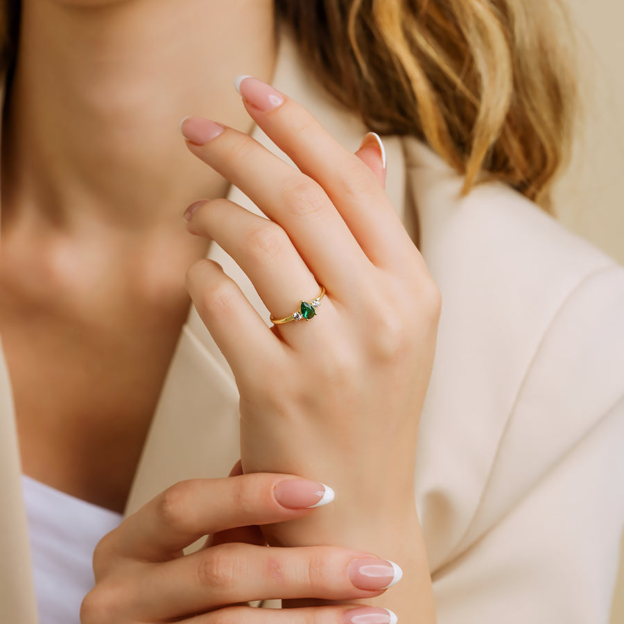 Teardrop Emerald Ring | Gold Vermeil