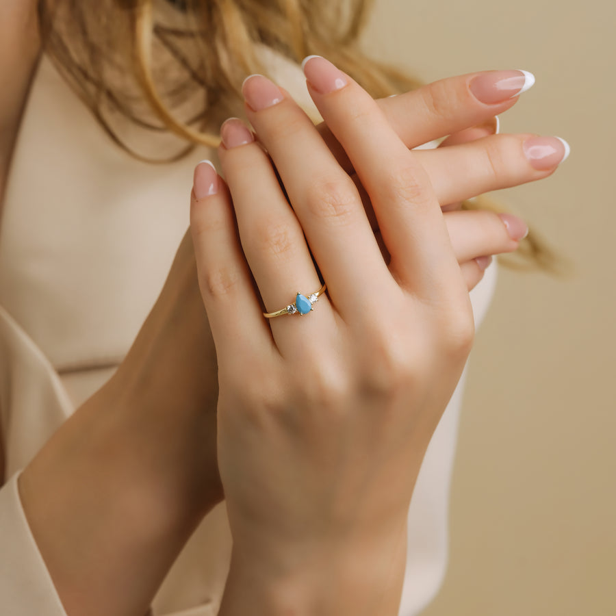 Teardrop Turquoise Ring | Gold Vermeil