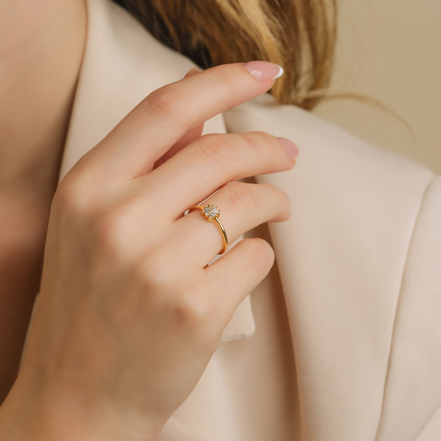 Baguette Flower Ring | Gold Vermeil