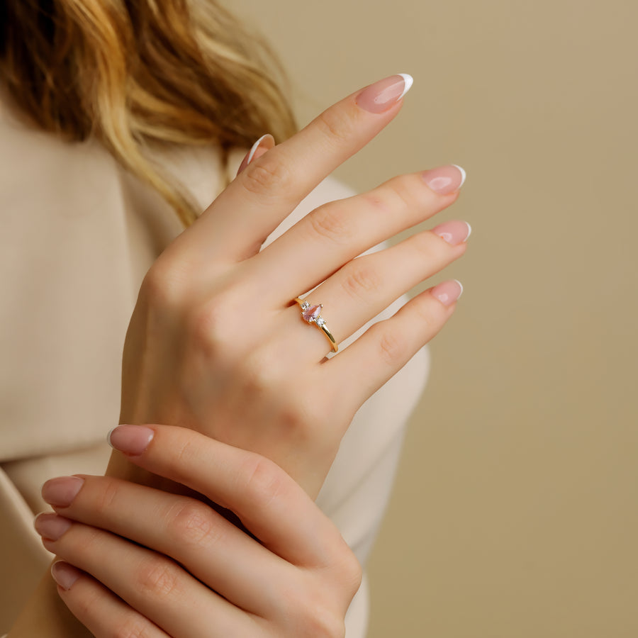 Teardrop Pink Diamond Ring | Gold Vermeil