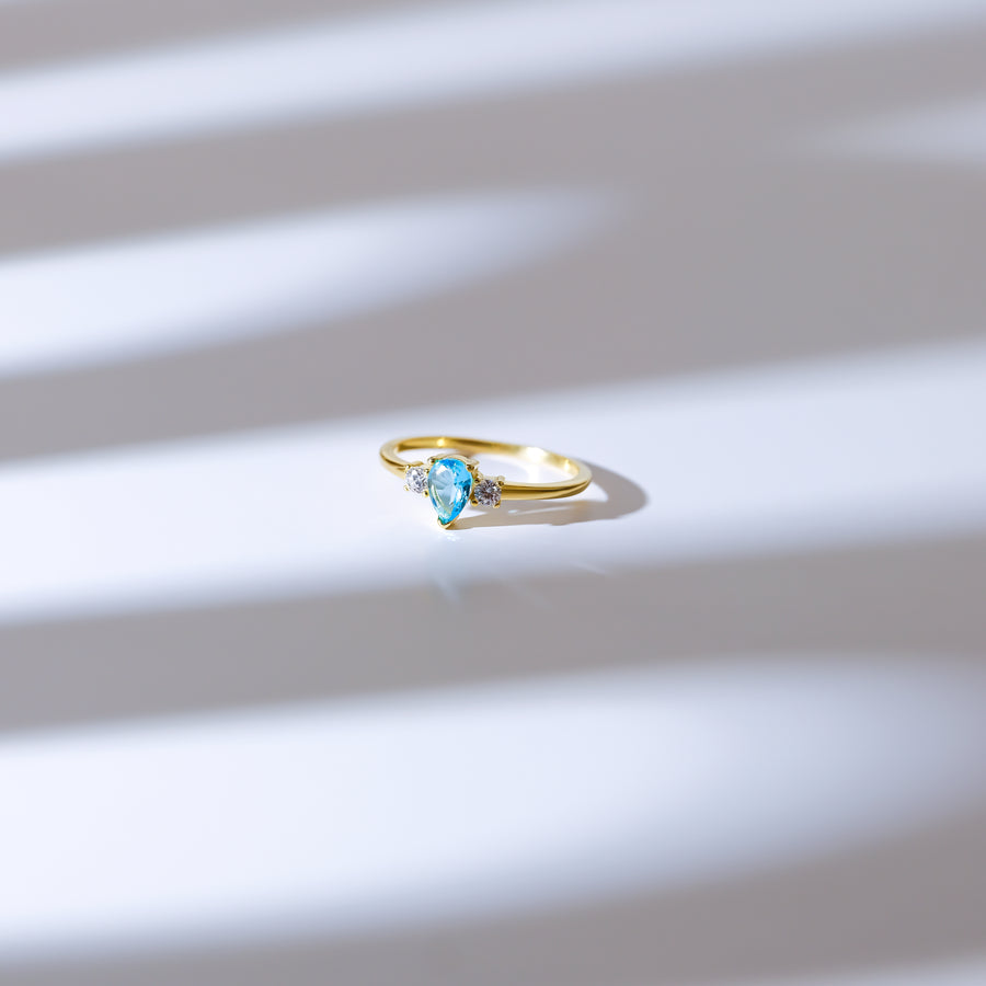 Teardrop Blue Topaz Ring