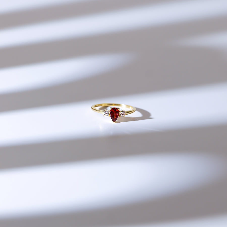 Teardrop Garnet Ring
