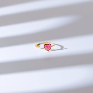 Pink Heart Ring | Gold Vermeil and Enamel