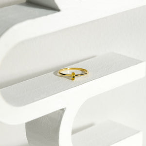 Art Deco Single Baguette Ring - Citrine