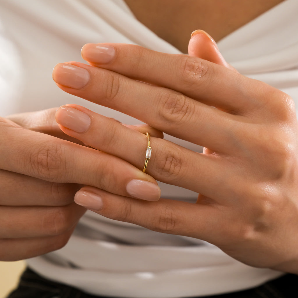 Sterling Silver 3 Stone Horizontal Baguette Ring | Jewlr