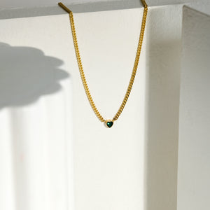 Amelia Necklace Emerald | Heart Shaped | Gold Vermeil