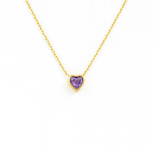 Marigold Lavender Heart Necklace | Gold Vermeil