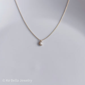Tiny Moon Necklace | Gold Vermeil