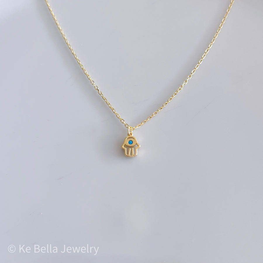 Tiny Hamsa Necklace | Gold Vermeil