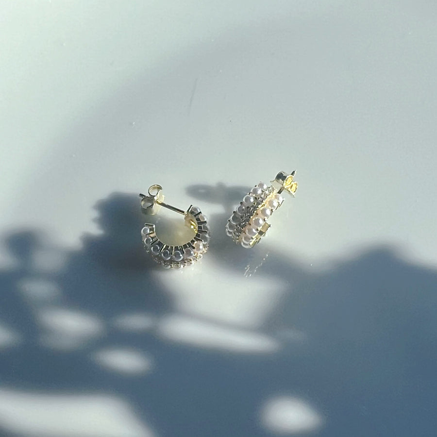 1.5cm Pearl Huggie Earrings | Sterling Silver