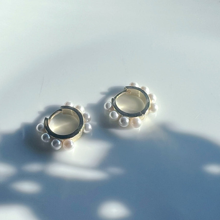 2cm Pearl Huggie Earrings | Sterling Silver