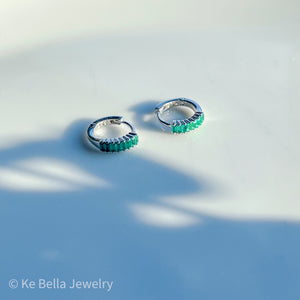 Super Tiny Huggies Emerald | Sterling Silver