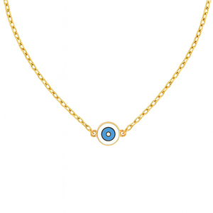 Delilah Evil Eye Necklace | White | Gold Vermeil