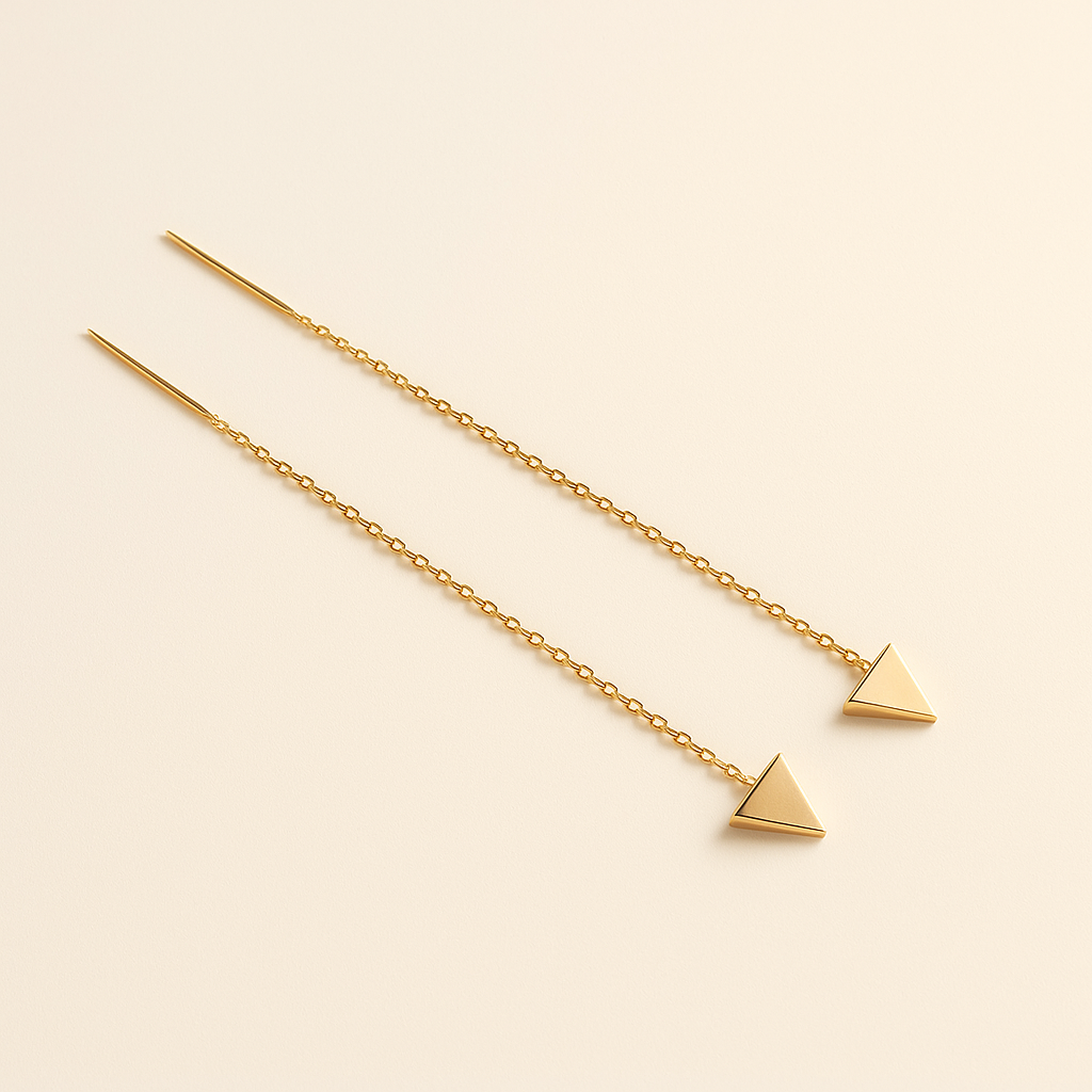 Triangle Threader Earrings | Gold Vermeil