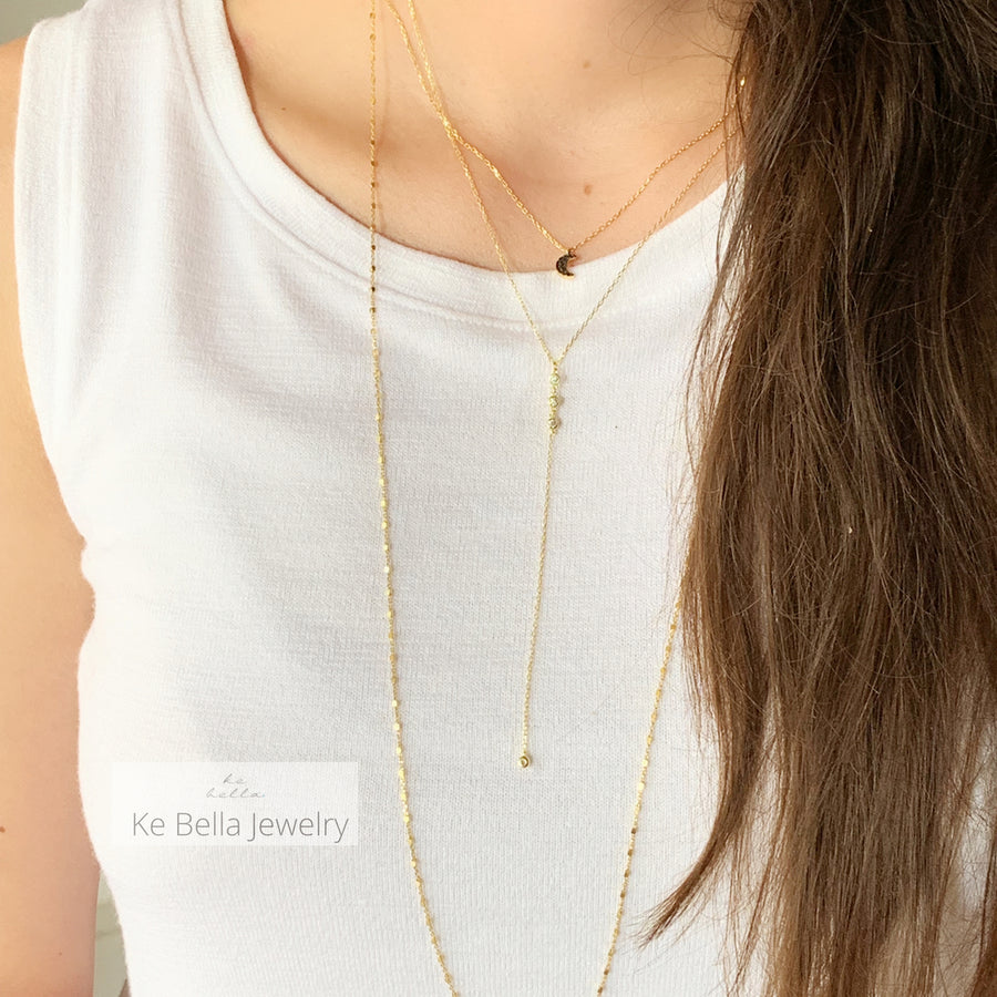 Multi Glint Lariat Necklace