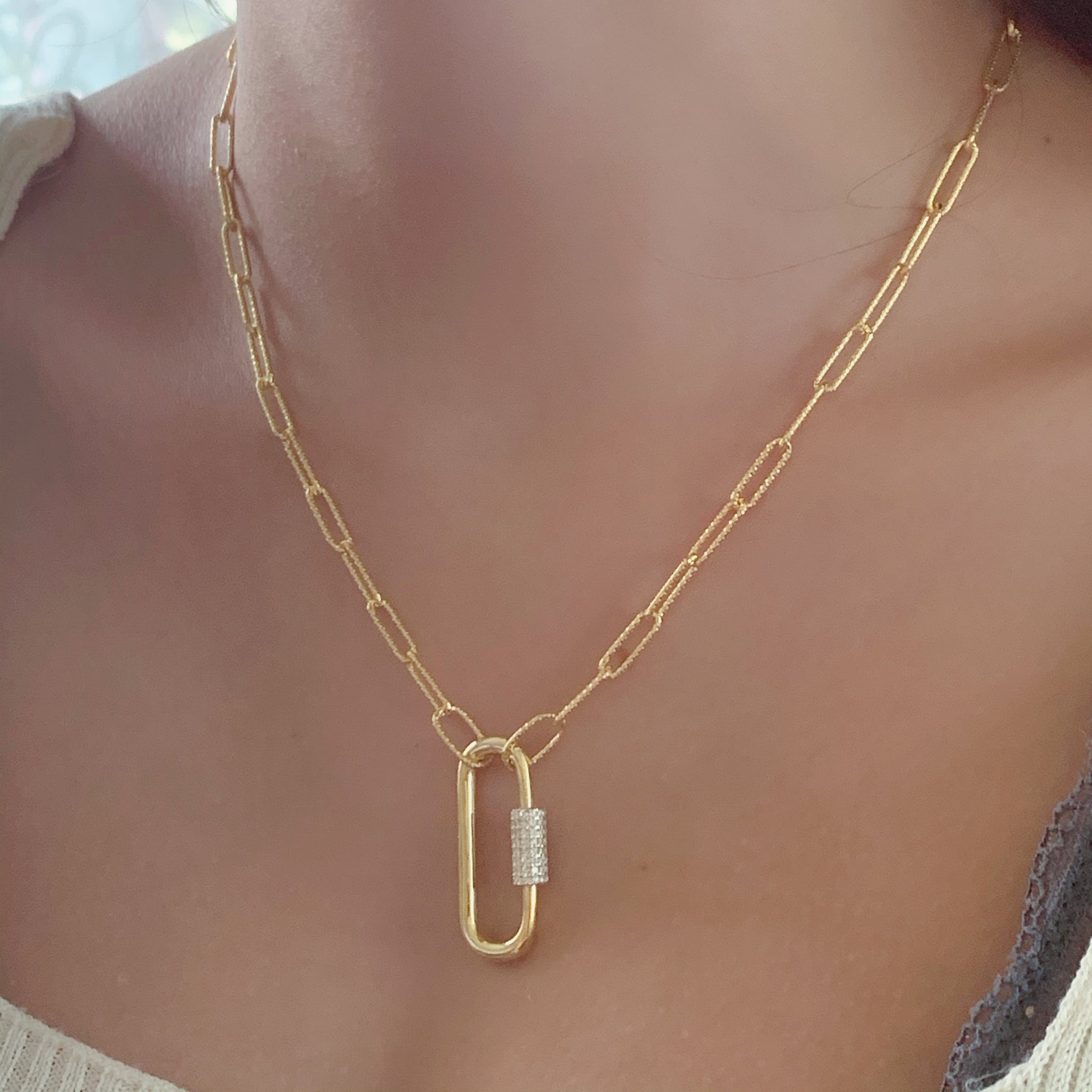 Carabiner Lock Necklace | Gold Vermeil - 18 inch Adjustable to 16, 15 and 14 18K Yellow Gold