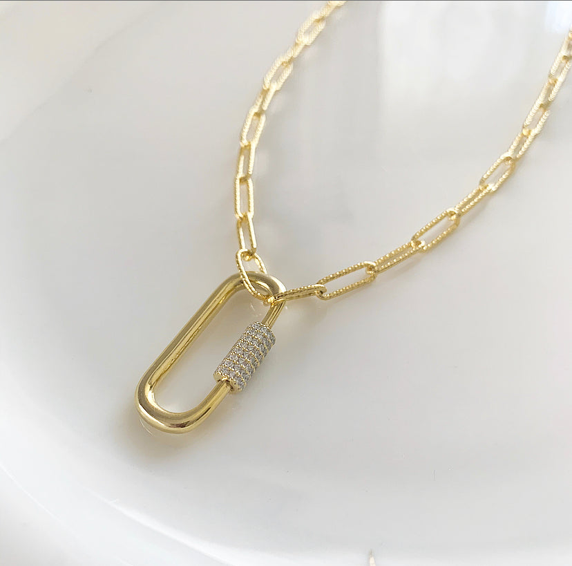 Carabiner Lock Necklace | Gold Vermeil - 18 inch Adjustable to 16, 15 and 14 18K Yellow Gold