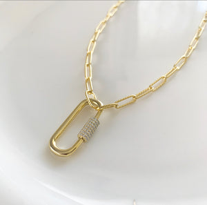 Elisa Carabiner Lock Necklace | Gold Vermeil