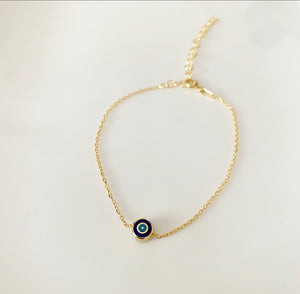 Delilah Evil Eye Enamel Bracelet | Navy | Gold Vermeil