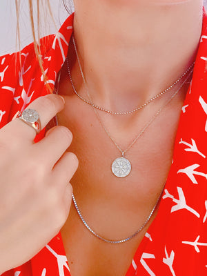 Compass Coin Necklace | Sterling Silver