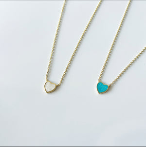 Mini Glitter Heart Necklace | Gold Vermeil
