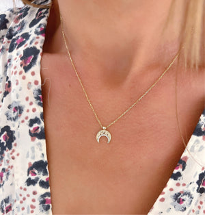 Mini Crescent Horn Necklace | Sterling Silver