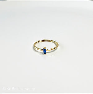 Art Deco Single Baguette Ring - Sapphire