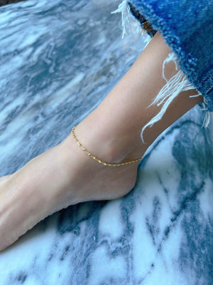 Cube Bead Chain Anklet Bracelet | Gold Vermeil