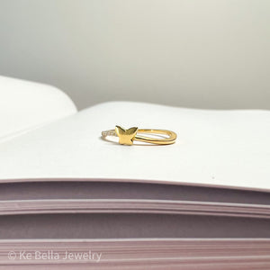 Petite Butterfly Ring with Curvy Band